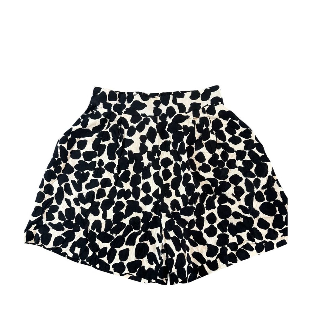 H&M Womens Black & White Animal Print High-Waisted Shorts Size 2